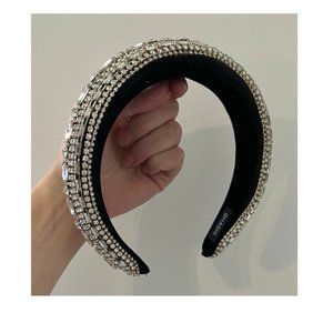 SHASHI Empress Bejeweled Crystal Headband with black velvet